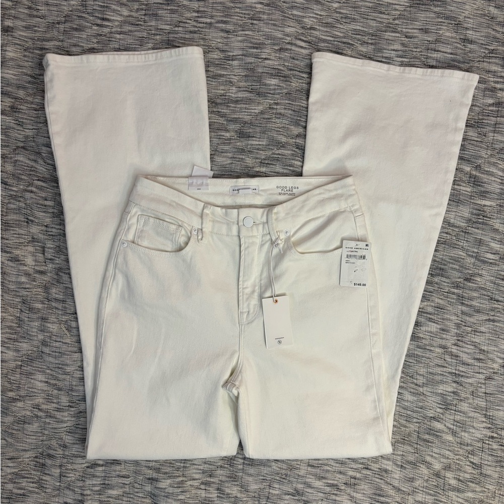 Good American Good Legs Mid Rise Flare Jeans In White Sz 8 NWT | Good American - - Picture 9 of 9